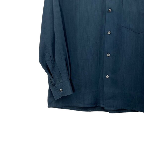 Vintage Equilibrio Mens M Blue Button Down Casual Blue Pocket Woven EUC - Picture 7 of 10